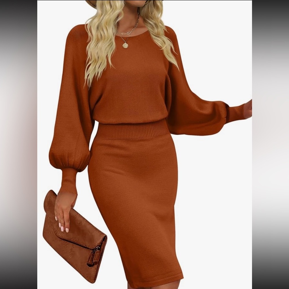 Elegant Brown Knit Dress